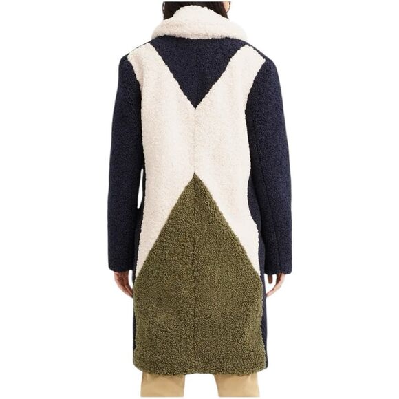 J.Crew Color block Sherpa Faux Shearling TopCoat Navy/Ivory/Olive Sz L - Picture 11 of 11